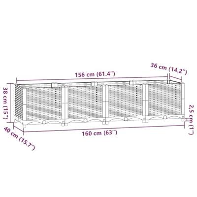 VidaXL Plantenbak verhoogd 160x40x38 cm polypropyleen VidaXL Plantenbak verhoogd 160x40x38 cm polypropyleen