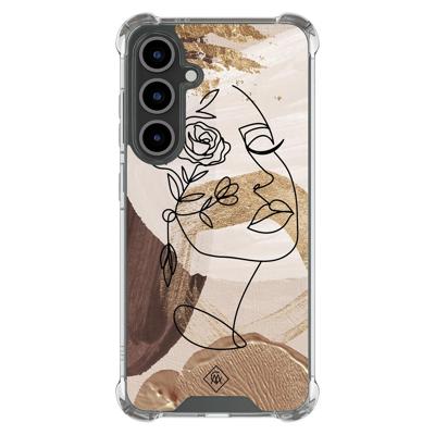 Samsung Galaxy S25 FE shockproof hoesje - Abstract gezicht bruin