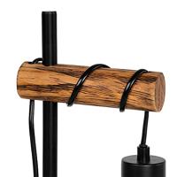 QAZQA Landelijke tafellamp zwart met hout - Stronk - thumbnail