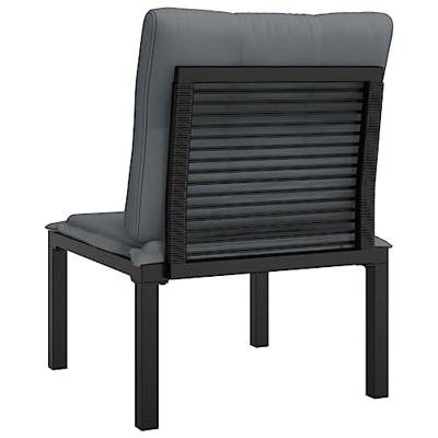 Tuinstoel met kussens poly rattan zwart en grijs - thumbnail