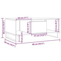 Salontafel 90x50x36,5 cm bewerkt hout artisanaal eikenkleurig - thumbnail