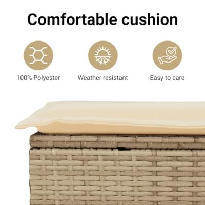 Tuinbank 2-zits met kussens poly rattan beige Tuinbank 2-zits met kussens poly rattan beige