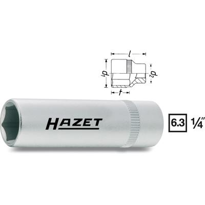 HAZET Dopsleutel 850LG-8 · 1/4 inch (6,3 mm) vierkant hol · Buiten-zeskant-tractieprofiel · SW 8 mm HAZET Dopsleutel 850LG-8 · 1/4 inch (6,3 mm) vierkant hol · Buiten-zeskant-tractieprofiel · SW 8 mm