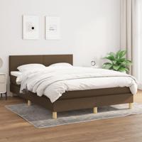 Boxspring met matras stof donkerbruin 140x200 cm - thumbnail