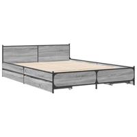 Bedframe met lades bewerkt hout grijs sonoma eiken 135x190 cm - thumbnail