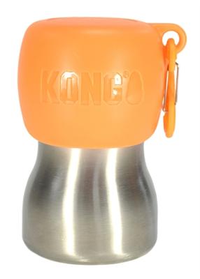 KONG H2O waterfles en voederbak, roestvrij staal, 270 ml, oranje