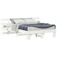 Bedframe met lade Wit Massief hout - thumbnail