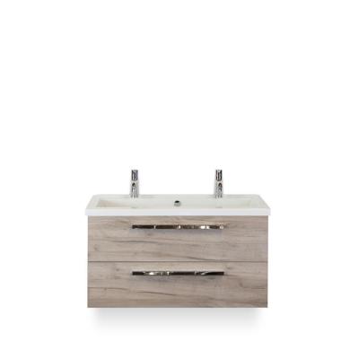 Seville Badmeubelset 100 cm - Craft Oak - Wastafel Djazz 2 kraangaten