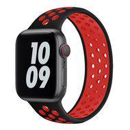 Solo Loop Sportbandje - Maat: S - Zwart + Rood - Geschikt voor Apple Watch 38mm / 40mm / 41mm / 42mm - thumbnail