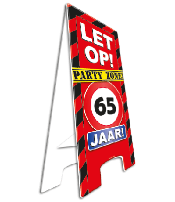 Paper Dreams waarschuwingsbord 65 jaar 58 x 26 cm karton rood Paper Dreams waarschuwingsbord 65 jaar 58 x 26 cm karton rood