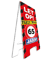 Paper Dreams waarschuwingsbord 65 jaar 58 x 26 cm karton rood - thumbnail