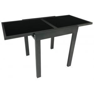 Uitschuifbare Tuintafel met glazen tafelblad 65/130 zwart Uitschuifbare Tuintafel met glazen tafelblad 65/130 zwart