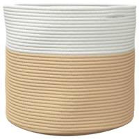 VidaXL Opbergmand ø 40x35 cm katoen beige en wit - thumbnail