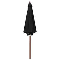 Parasol met houten paal 300x258 cm zwart - thumbnail