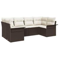 Tuinbankenset met kussen 6 pcs Bruin poly rattan - thumbnail