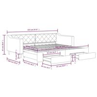 Slaapbank met onderschuifbed en lades 90x200 cm stof lichtgrijs - thumbnail