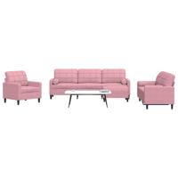 4-delige Loungeset met kussens en bolsters fluweel roze - thumbnail