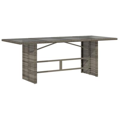Tuintafel met glazen blad 190x80x75 cm poly rattan grijs - thumbnail