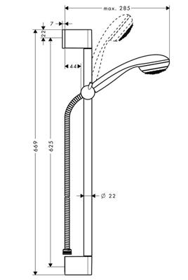 Hansgrohe Crometta 85 Unica glijstangset 65cm inclusief Crometta 85 Green handdouche chroom 27652000