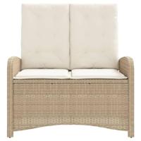 Tuinbankje verstelbaar met kussens poly rattan beige - thumbnail