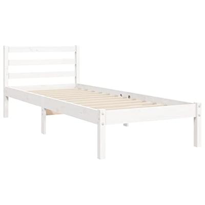 Bedframe met hoofdbord massief hout wit