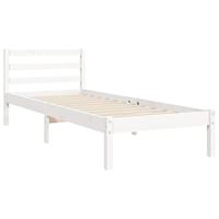 Bedframe met hoofdbord massief hout wit - thumbnail