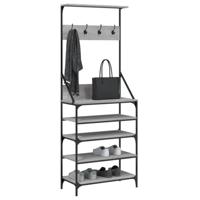 Kledingrek met schoenenrek 70x34x184 cm grijs sonoma eikenkleur - thumbnail