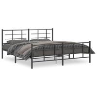 Bedframe met hoofd- en voeteneinde metaal zwart 183x213 cm - thumbnail