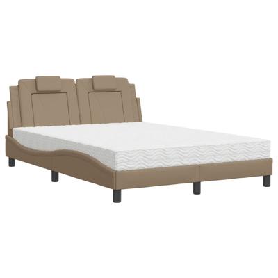Bed met matras kunstleer cappuccinokleurig 140x190 cm