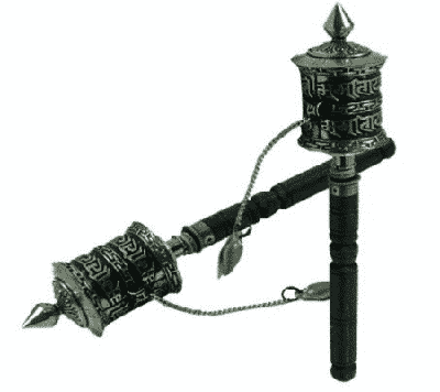 Gebedsmolen Om Mani Pad Me Hum Handmodel (14,5 x 4,5 cm)