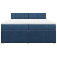 Boxspring met matras stof blauw 200x200 cm - thumbnail