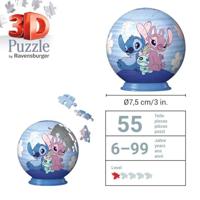 Ravensburger 3d puzzelbal stitch en angel, 54st. - thumbnail