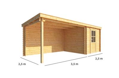 Blokhut, tuinhuisje met overkapping Els-Femke 600 cm bij 250 cm diep lessenaarsdak 1 Warentuin Collection - Warentuin collection