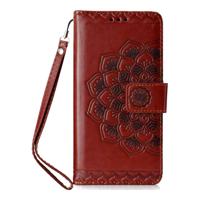 Shop4 - Samsung Galaxy S10e Hoesje - Wallet Case Vintage Mandala Donker Bruin - thumbnail
