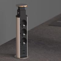 E1 inschuifbare stekkerdoos, 3-voudig stopcontact en 2 x USB inbouw stekkerdoos geschikt voor keuken, woonkamer en kantoor multifunctionele stekkerdoos met 3 standaard stopcontacten, 2 USB-poorte - thumbnail