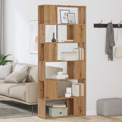 Boekenkast/kamerscherm 80x24x186 cm artisanaal eikenkleur