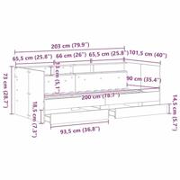 Dagbedframe met lades Oud hout 90 x 200 cm Bewerkt hout - thumbnail