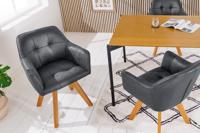 Design stoel LOFT antiek grijs draaiframe van massief beukenhout met armleuning - 42388 - thumbnail