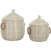 Mandenset Home ESPRIT Wit Natuurlijk Zeegras Boho (2 Onderdelen) - thumbnail