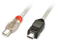 Premium - USB-kabel - mini USB type A (M) naar micro-USB type B (M) - USB 2.0 OTG - 50 cm - transparant - thumbnail