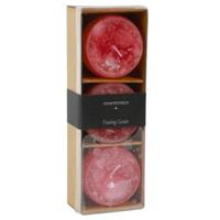 Countryfield drijfkaars bollie rood 7 cm set van 3 | 12 stuks - thumbnail