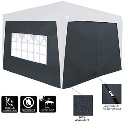 Zijwanden Set van 2 stuks Antraciet voor Capri 3x3 of Casaria vouwtent 3x6