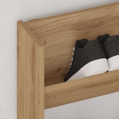 Wandschoenenkast 80x18x90 cm bewerkt hout artisanaal eikenkleur