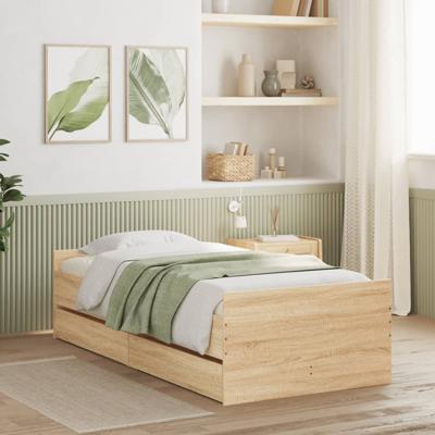 Bedframe met lades sonoma eikenkleurig 90x190 cm - thumbnail