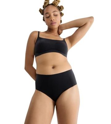 Zero Feel taille slip dames 2.0 - High waist - Hoge naadloze dames onderbroek - Katoenen kruisje - Schijnt niet door - Zwart - Huidskleur - - S | -