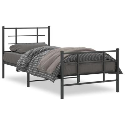 Bedframe met hoofd- en voeteneinde metaal zwart 90x200 cm Bedframe met hoofd- en voeteneinde metaal zwart 90x200 cm