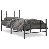 Bedframe met hoofd- en voeteneinde metaal zwart 90x200 cm - thumbnail