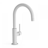 Wastafelmengkraan Tres Study Colors 1-Hendel Uitloop Gebogen 20 cm Rond Mat Wit Tres - thumbnail