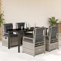 5-delige Tuinset met kussens poly rattan grijs - thumbnail