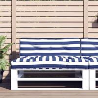 VidaXL Palletkussens 2 st stof gestreept wit en blauw - thumbnail